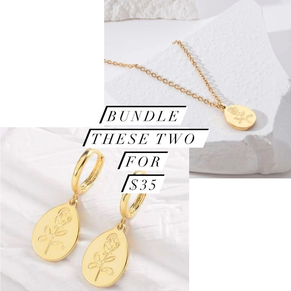 Gold Floral Huggie Hoop Earrings - Picture 8 of 9